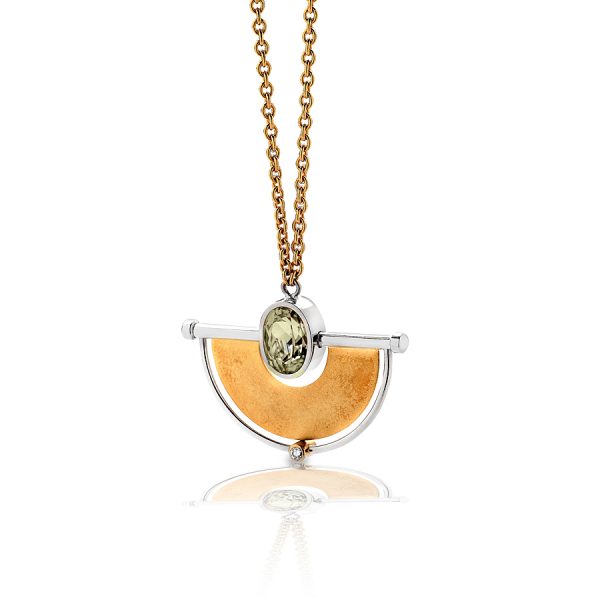 Necklace, Gold and Platinum, 2.54 cts. Oval Zultanite®