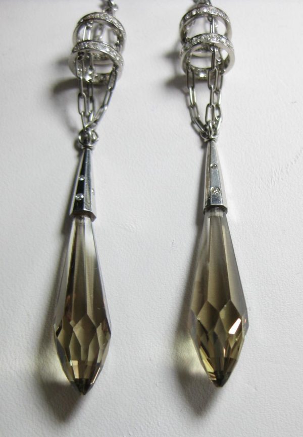 Briolette Earrings, 950 Platinum, 25.15cts. Zultanite® - Image 6
