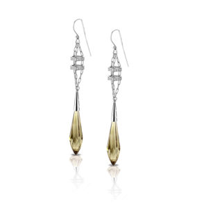 Briolette Earrings, 950 Platinum, 25.15cts. Zultanite®