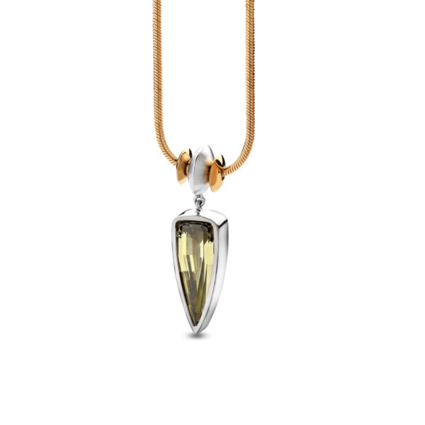 Pendant with Chain, Platinum and Gold, 6.48 cts. Pear Zultanite®