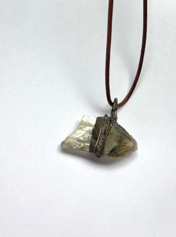 Necklace with  40.05 carat Color Changing Mineral Specimen Pendant