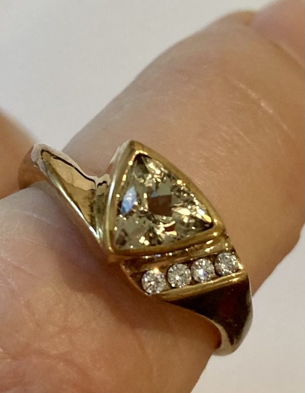 Ring, Yellow Gold Plated Bezel Set 6mm Trillion Zultanite® - Image 7
