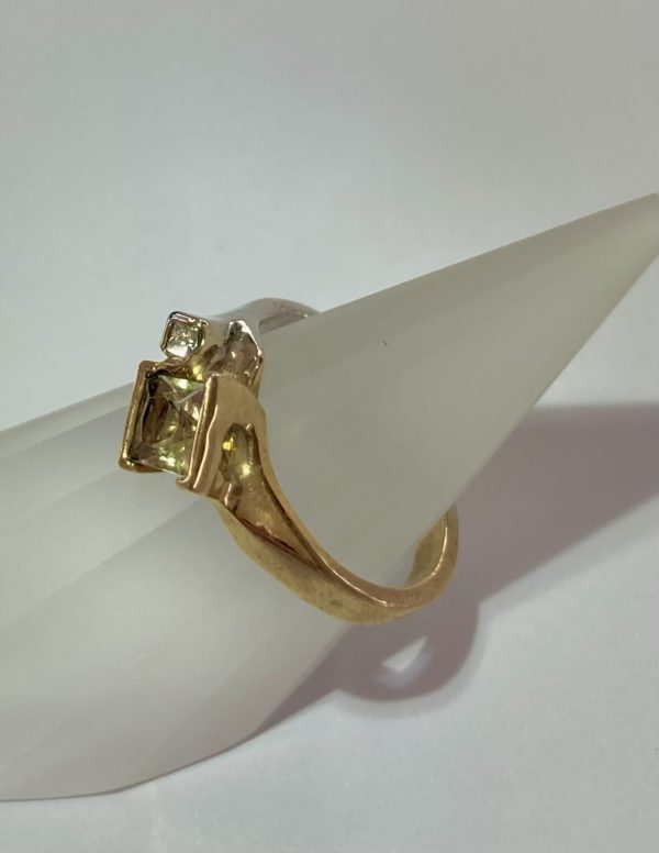 Ring, Yellow Gold and Silver Plated Bezel Set 5mm x 5mm Princess Cut Zultanite® - Image 5