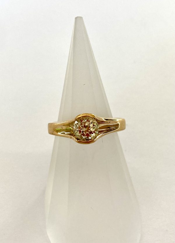 Ring, Yellow Gold Plated Bezel Set 6mm Round Cut Zultanite® - Image 3