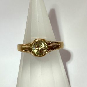 Ring, Yellow Gold Plated Bezel Set 6mm Round Cut Zultanite®