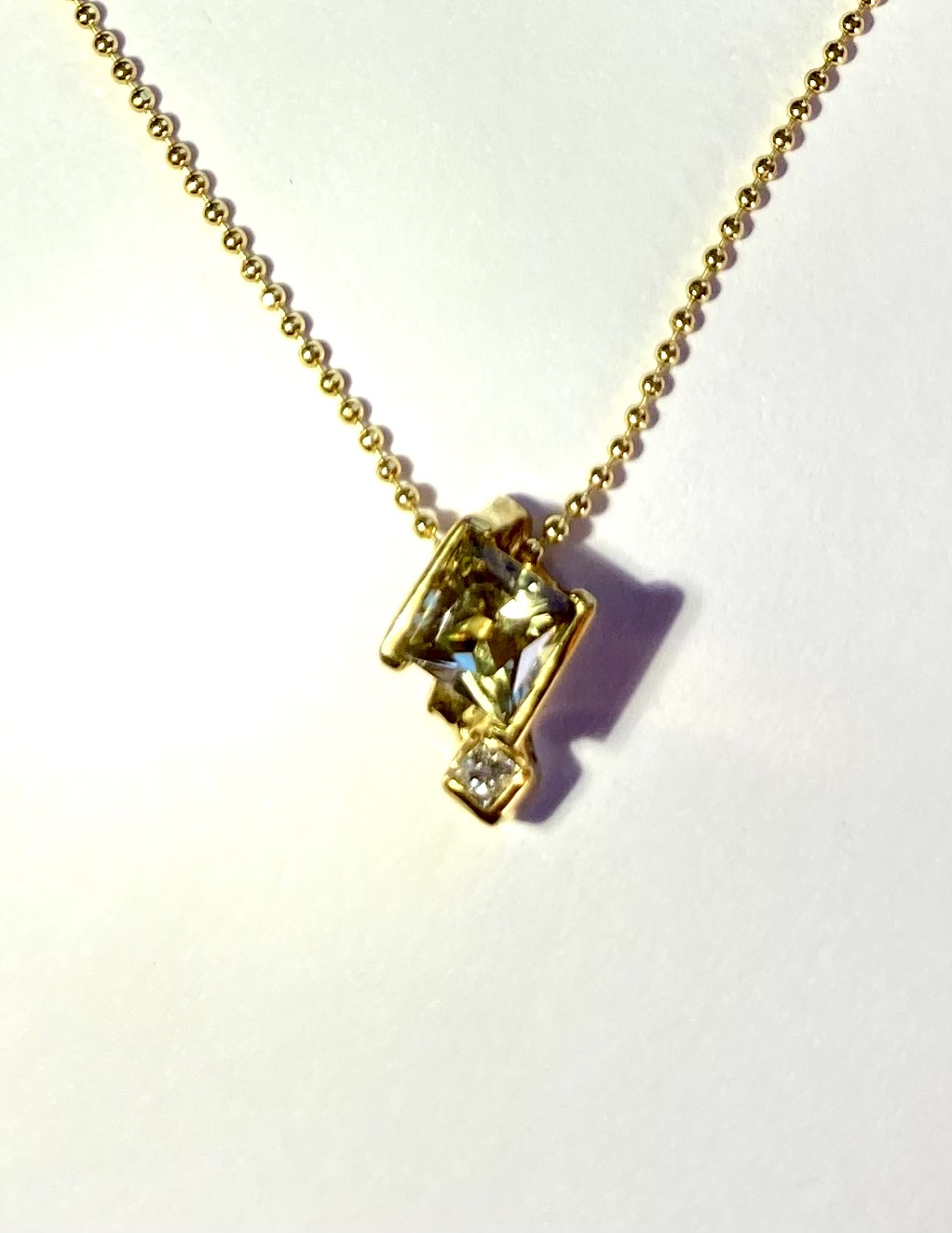 Gold plated Pendant with 5mm Princess Cut Zultanite Gemstone