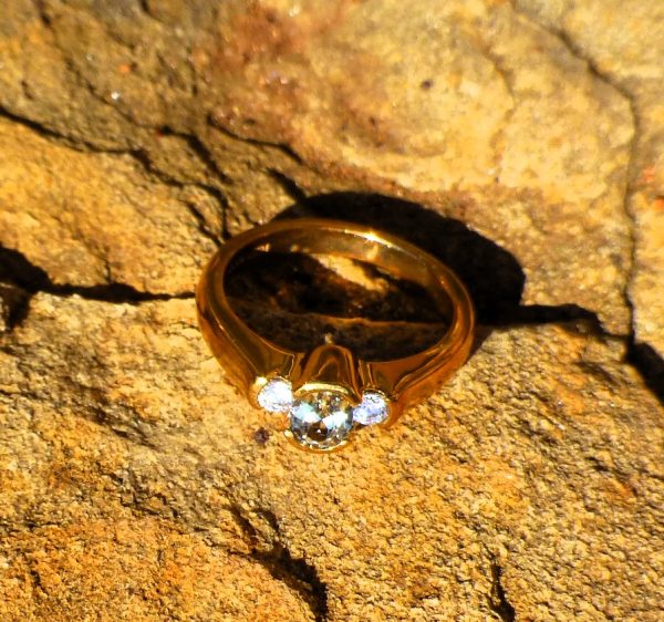 Ring, Yellow Gold Plated Bezel Set 5mm x 4mm Oval Cut Zultanite® - Image 4