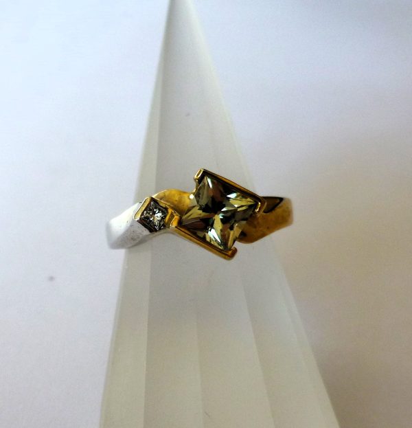 Ring, Yellow Gold and Silver Plated Bezel Set 5mm x 5mm Princess Cut Zultanite® - Image 8
