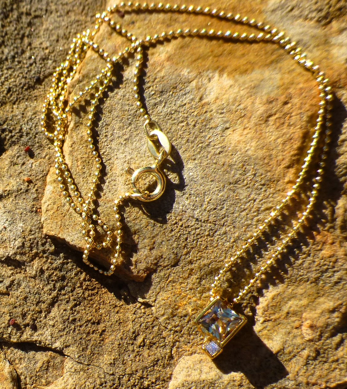 Pendant Necklace, Gold Plated 14K Silver, 0.75 cts. Princess Cut Zultanite® - Image 6