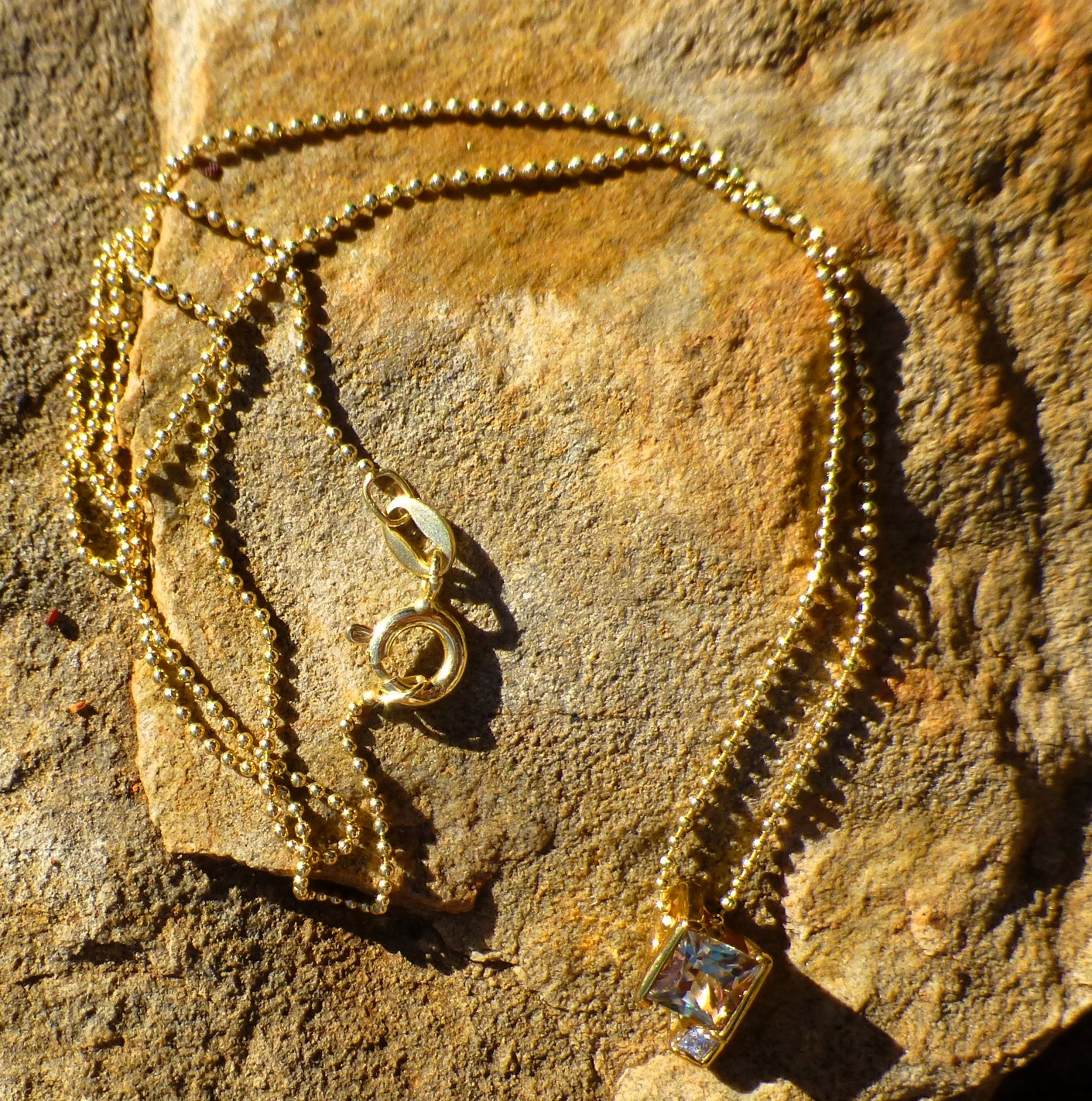 Pendant Necklace, Gold Plated 14K Silver, 0.75 cts. Princess Cut Zultanite® - Image 8