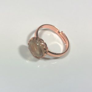 Rose Gold colored Brass Ring Genuine Zultanite Cabochon