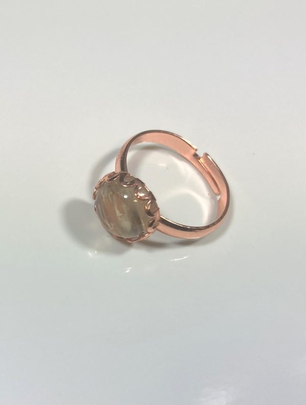 Rose Gold colored Brass Ring Genuine Zultanite Cabochon