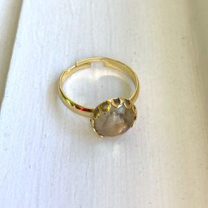 Gold Colored Brass Ring with Round Zultanite Cabochon Cut