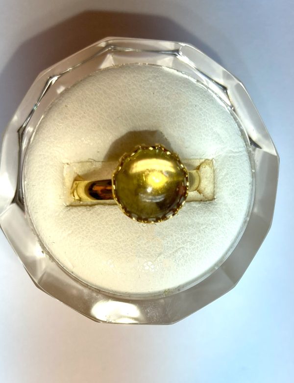 Ring, Gold Colored Brass, 4.30cts., 10 mm Round Cut Zultanite® Cabochon - Image 5