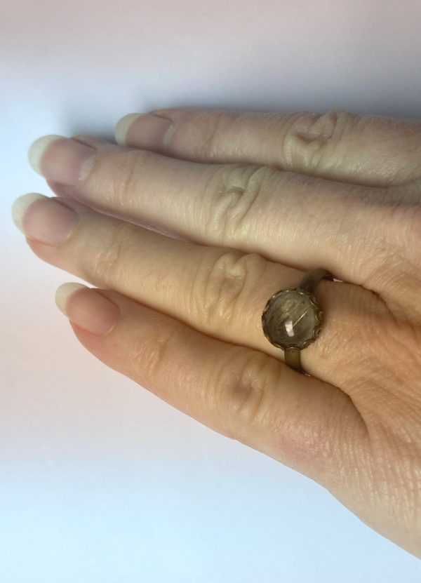 Ring, Rusty Colored Brass, 3.96 cts., 10 mm Round Cut Zultanite® Cabochon - Image 6