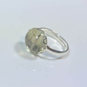 Silver colored Brass ring with 12mm Round Zultanite Cabochon Cut