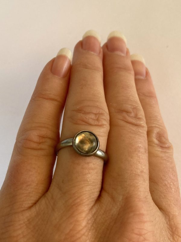 Ring, Stainless Steel Bezel Set 2.34 cts. Round Cut Zultanite® Cabochon - Image 2